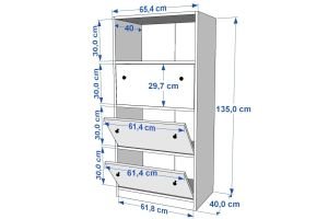 Kapaklı Raflı Beyaz Çok Amaçlı Dolap 65,4 Cm Çıtasız ÇA-D-1149-Ç