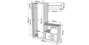 Dolaplı Askılıklı Raflı Çekmeceli Beyaz Vestiyer Çıtasızı 130 cm VST-1075-Ç