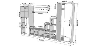 Dolaplı Askılıklı Raflı Beyaz Vestiyer Çıtasızı 295 cm VST-1069-Ç