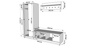 Dolaplı Askılıklı Raflı Puflu Beyaz Vestiyer Çıtasızı 194 cm VST-1091-Ç