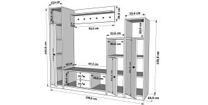 Dolaplı Puflu Raflı Askılıklı Çekmecelli Beyaz Vestiyer Çıtasız 198 cm VST-1118-Ç