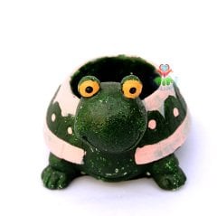 Sevimli Kaplumbağa Figür Saksı-Koyu Yeşil Renk -10 cm Boyutlu-5-6 cm Hazneli