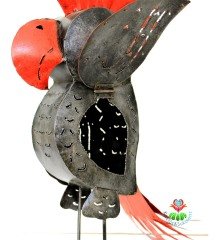 El Yapımı Metal Papağan, Dekoratif Sanat Ürünü 43*12*26 cm Ebatlarında
