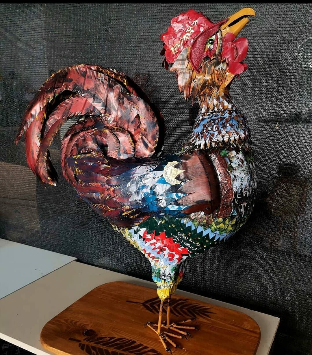 El Yapımı Metal Horoz, Dekoratif Sanat Ürünü 80x70 cm Ebatlarında