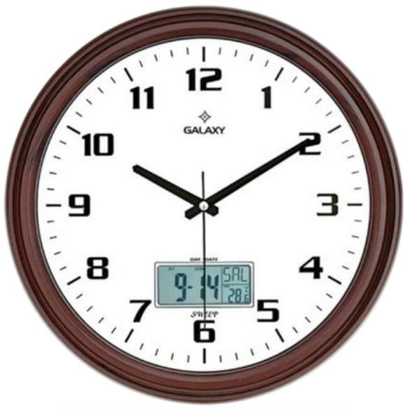 Galaxy Deluxe Dijital Takvimli Duvar Saati Kahverengi