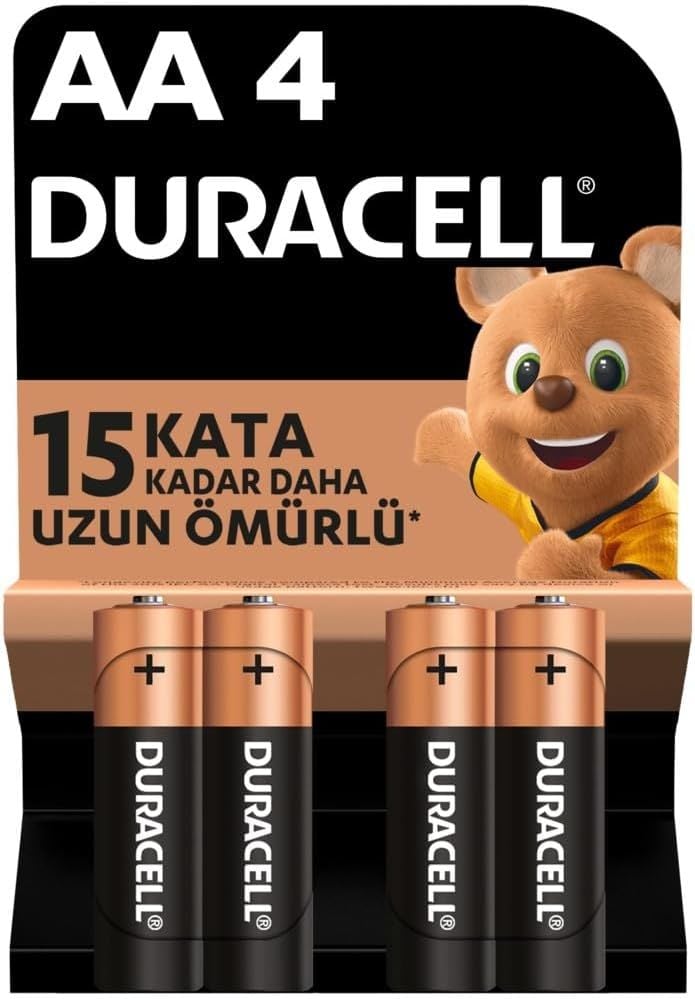 Duracell Alkalin AA Kalem Pil 1,5V (LR6 / MN1500), 4'lü Paket