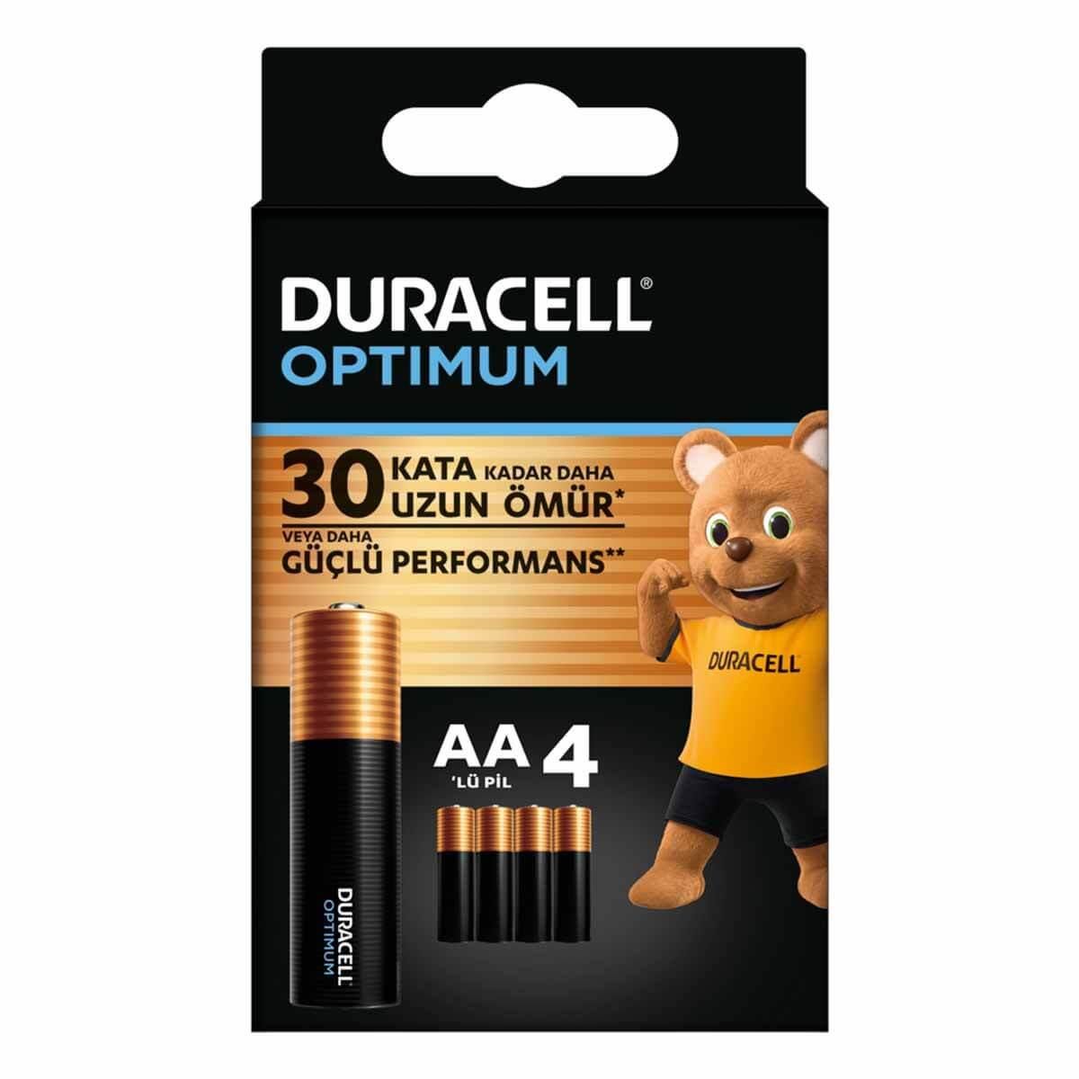 Duracell Optimum AA Alkalin Pil, 1,5 V LR6 MN1500 (4'lü paket)