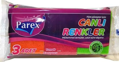 Parex Canlı Renkler Oluklu Sünger 3 lü