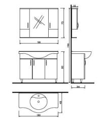 Kare Banyo Trend Üst Modül 100cm