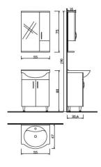 Kare Banyo Trend 55 cm Aynalı Üst Modül