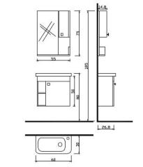 Kare Banyo Nora 60 cm Alt Modül