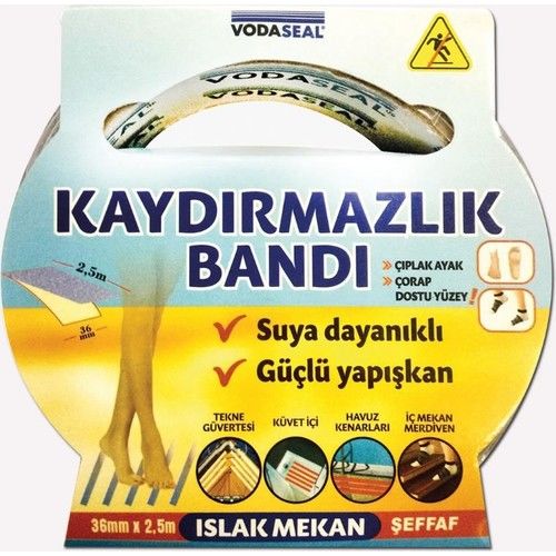 Vodaseal 36mmX2,5mt Islak Mekan Kaydırmazlık Bandı Şeffaf