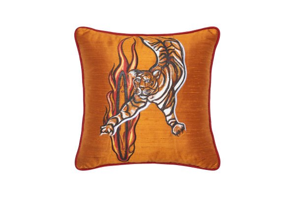 Tiger El Boyaması İpek Şantuk Yastık