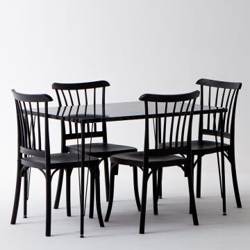 Nero Siyah Masa 75x110 cm Miray Siyah Sandalye Mutfak Masa Takımı