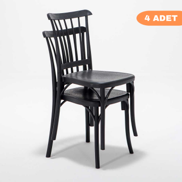 4 Adet Violet Siyah Sandalye / Balkon-bahçe-mutfak