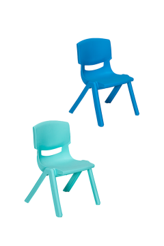 Junior 2 Adet Kreş Anaokulu Çocuk Sandalyesi Sert Plastik- Turkuaz/Mavi