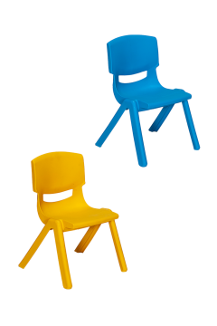 Junior 2 Adet Kreş Anaokulu Çocuk Sandalyesi Sert Plastik- Sarı/Mavi