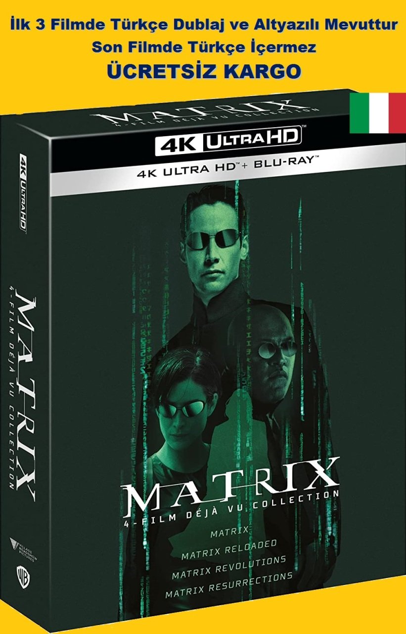 Matrix 4 Film Collection 4K Ultra HD+Blu-Ray 11 Disk Karton Kutulu