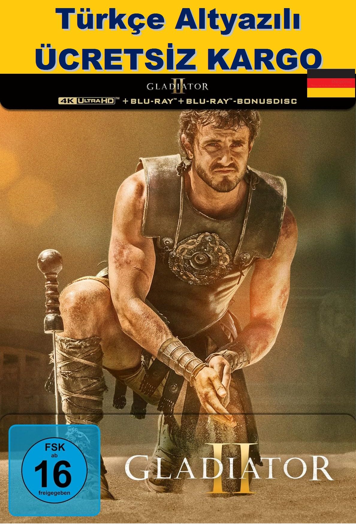 Gladiator II - Gladyatör II 4K Ultra HD+Blu-Ray+Bonus 3 Diskli Steelbook