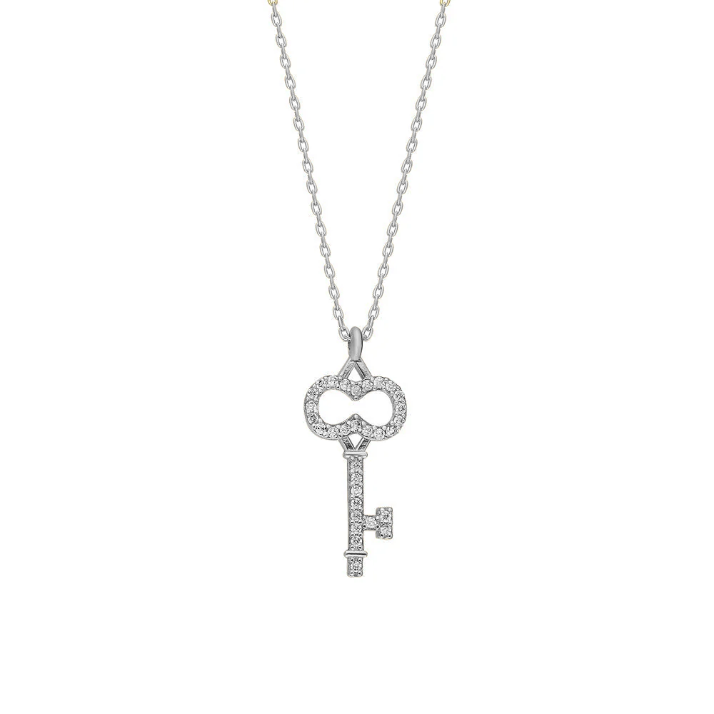 Taşlı Anahtar Kolye 718033 Silver