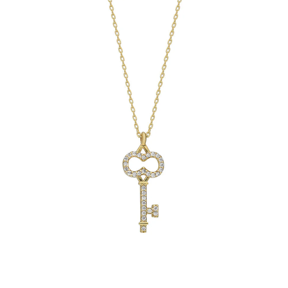 Taşlı Anahtar Kolye 718033 Gold