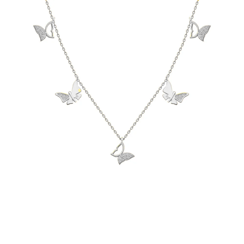 Taşlı Kelebek Kolye 718035 Silver