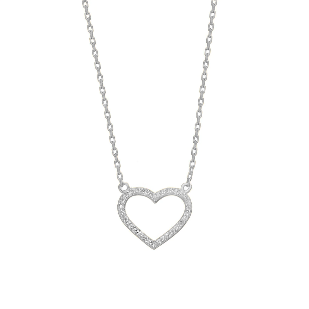 Taşlı Kalp Kolye 718001 Silver