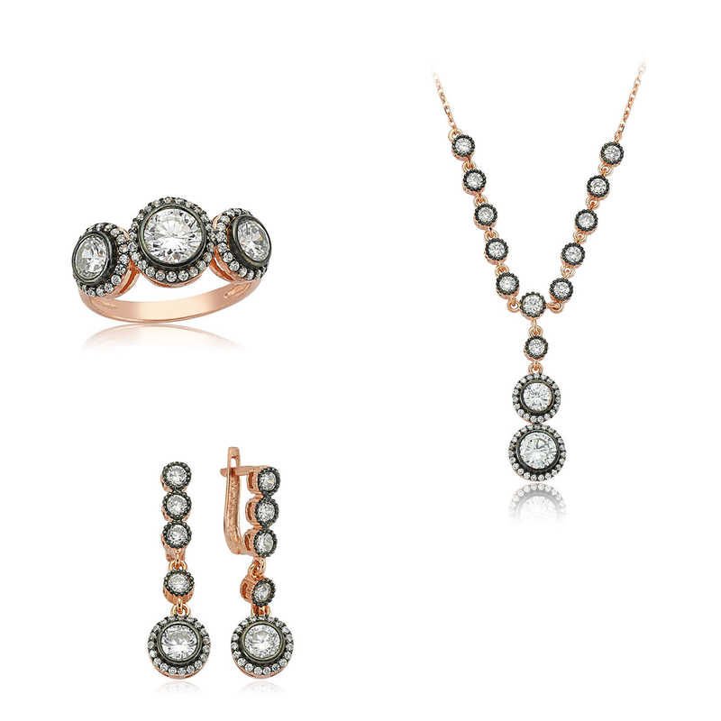 Gümüş Beyaz Taşlı Bayan Set 15