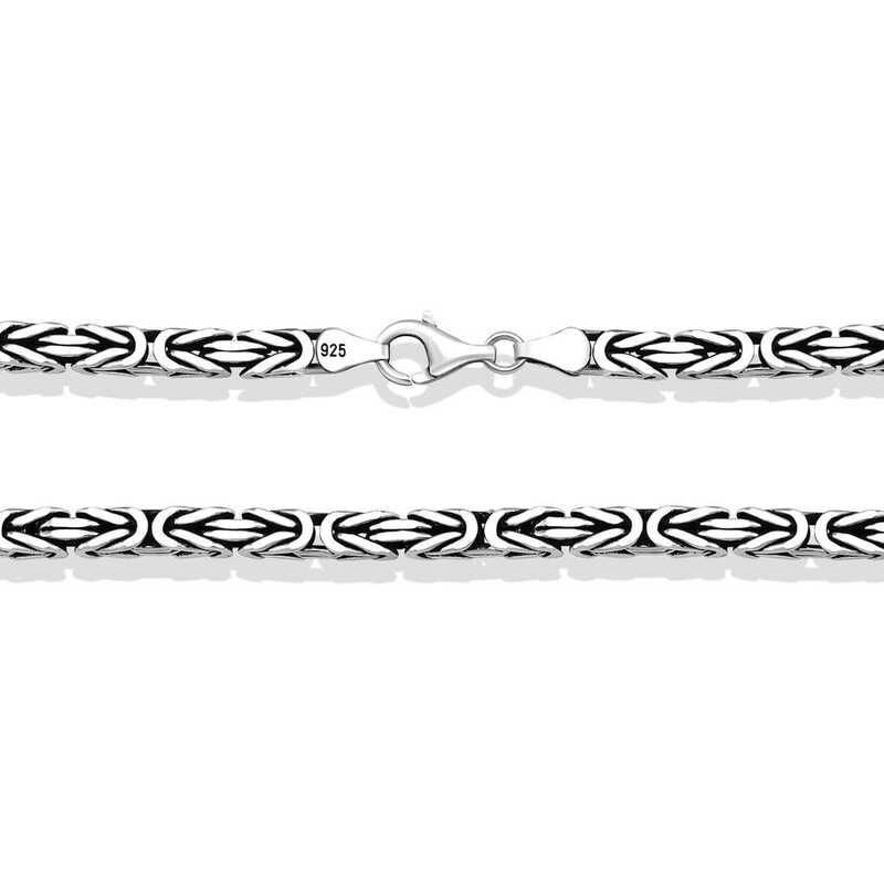 Gümüş Kral Zincir - 4 mm Köşeli 70 cm