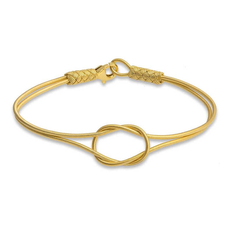 Gümüş Gold Dilek Düğüm Kazaziye Örgü Bileklik 18 cm