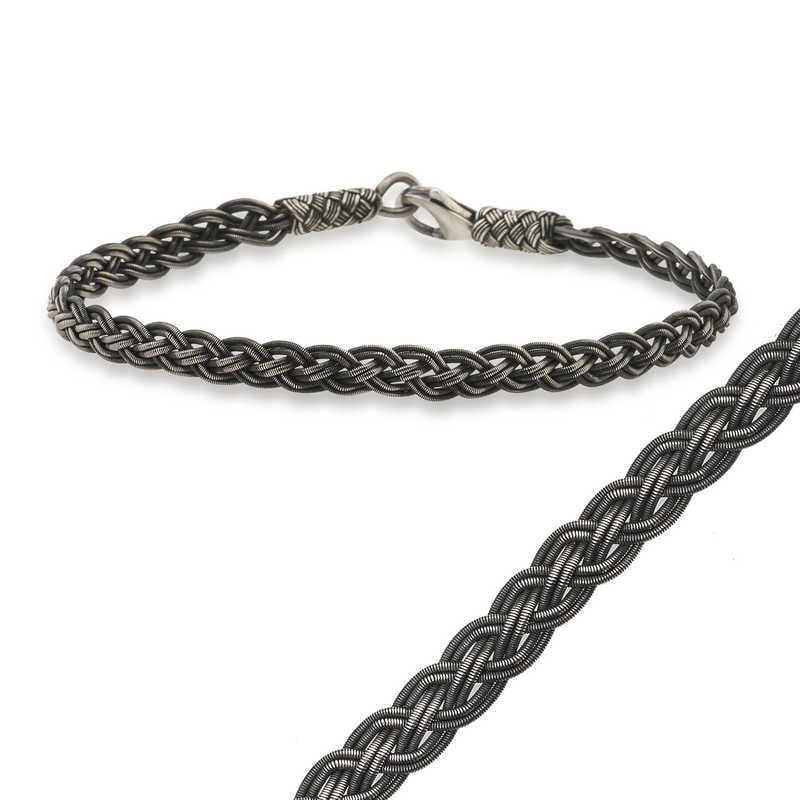 Gümüş Kazaziye Örgü Bileklik 21 cm