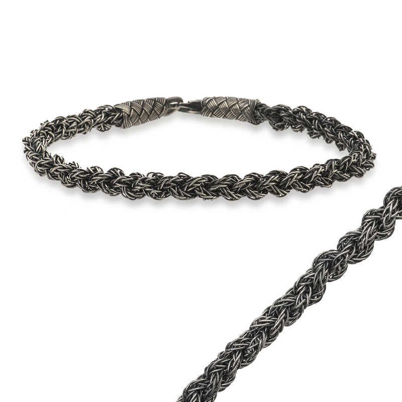 Gümüş Kazaziye Örgü Bileklik 20 cm