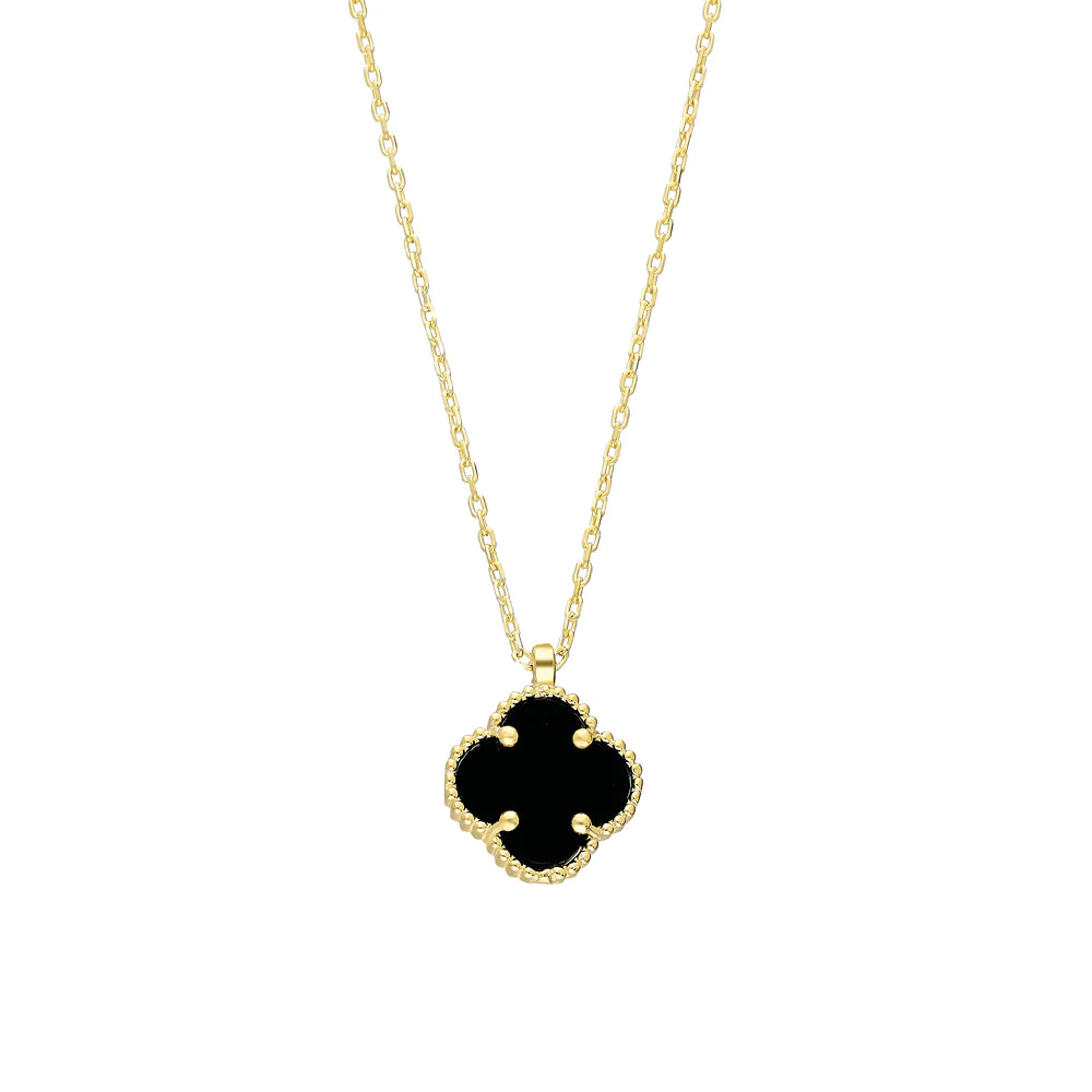 Siyah Yonca Kolye 718942 Gold