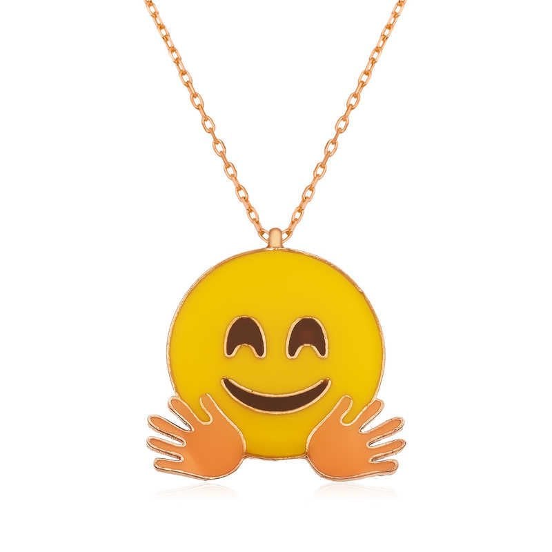 Gümüş Rose El Sallayan Emoji Bayan Kolye