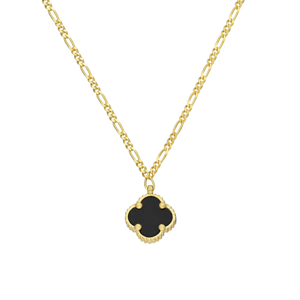 Siyah Yonca Kolye 718028 Gold