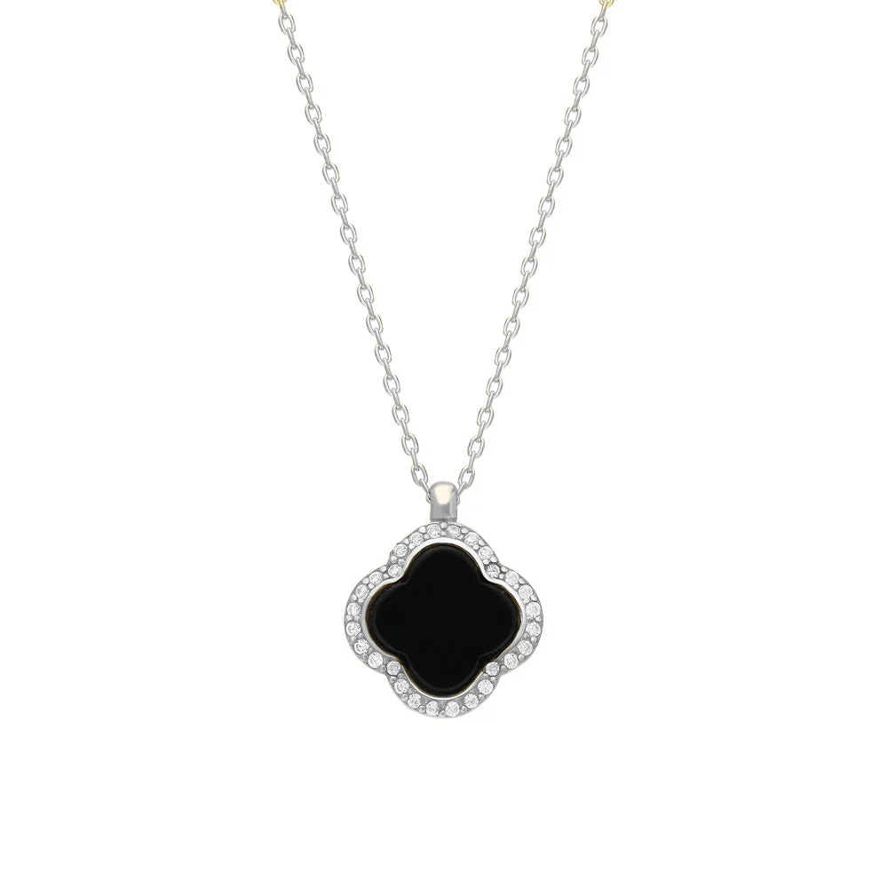 Taşlı Yonca Kolye 718029 Silver