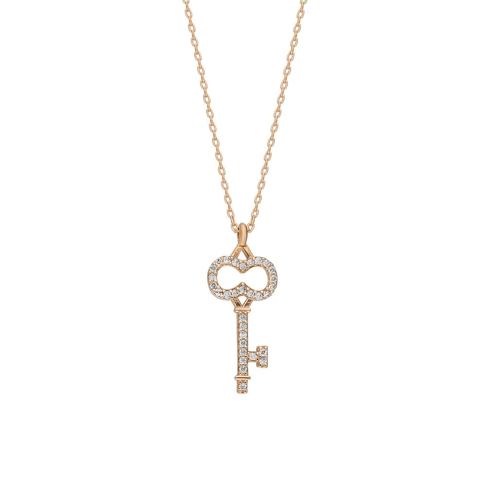 Taşlı Anahtar Kolye 718033 Rose