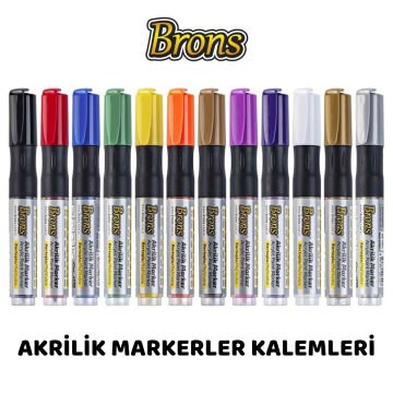 Brons Akrilik Marker Kalemi Kartuşlu Sarı