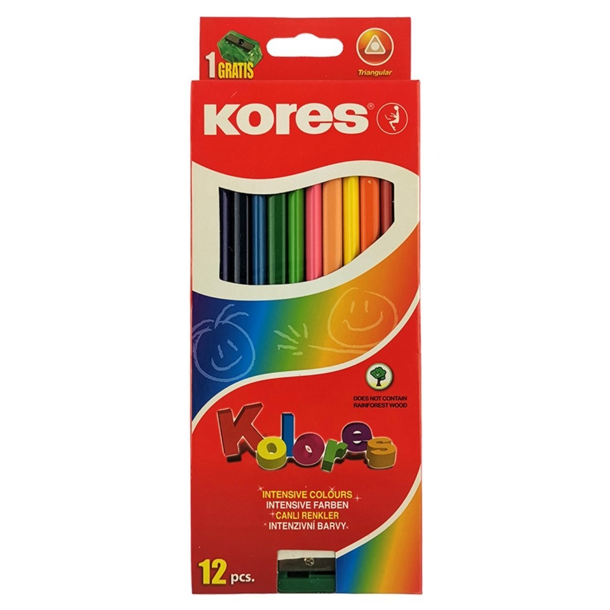 Kores Canlı Renkler Kuru Boya Kalem Seti 12 Renk