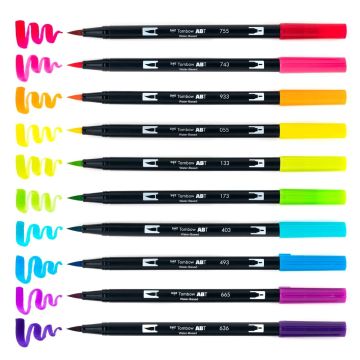Tombow Dual Brush Pen Kalemi Seti Bright Renkler 56185 10 Renk