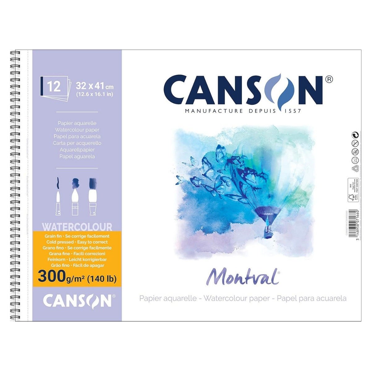 Canson Montval Aquarelle Sulu Boya Çizim Defteri 32x41cm 300gr 12 Yaprak