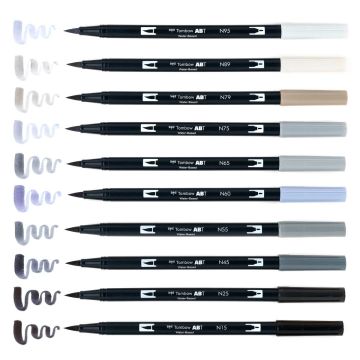 Tombow Dual Brush Pen Kalemi Seti Grayscale Renkler 56171 10 Renk