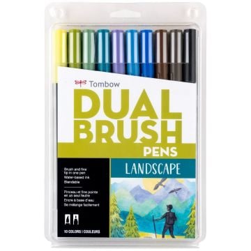 Tombow Dual Brush Pen Kalemi Seti Landscape Renkler 56169 10 Renk