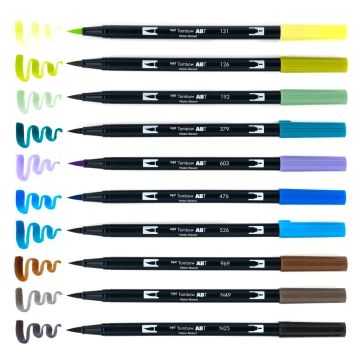 Tombow Dual Brush Pen Kalemi Seti Landscape Renkler 56169 10 Renk