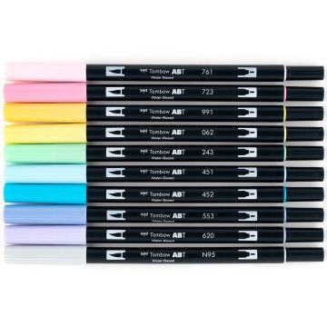 Tombow Dual Brush Pen Kalemi Seti Pastel Renkler 56187 10 Renk