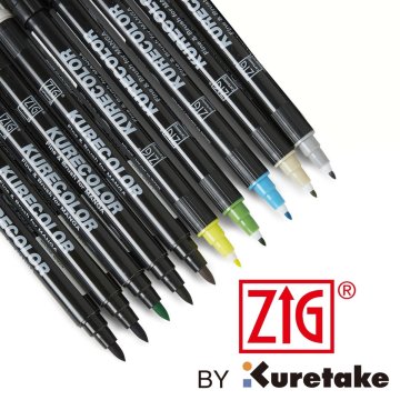 Zig Kurecolor Mangaka Fine&Brush Çift Taraflı Kalem CNKC-2200 No 842 Green Gray 2