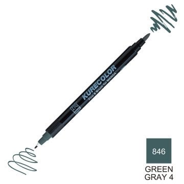 Zig Kurecolor Mangaka Fine&Brush Çift Taraflı Kalem CNKC-2200 No 846 Green Gray 4