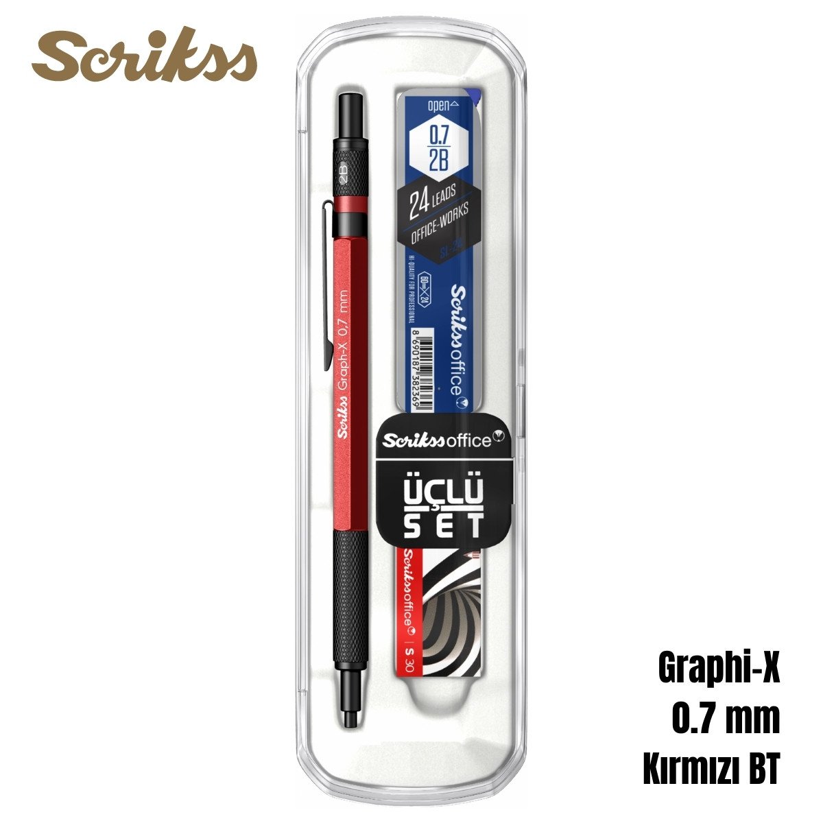 Scrikss Versatil Kalem Graph-X 0.7mm Kırmızı 3lü Set