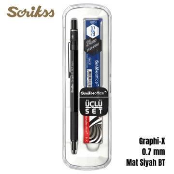 Scrikss Versatil Kalem Graph-X 0.7mm Mat Siyah 3lü Set