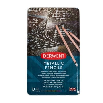 Derwent Kuru Boya Kalem Seti Metalik Renkler 12li Metal Kutu